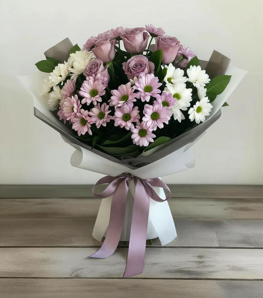 Букет цветов из: Хризантемы и Розы в Ореховке