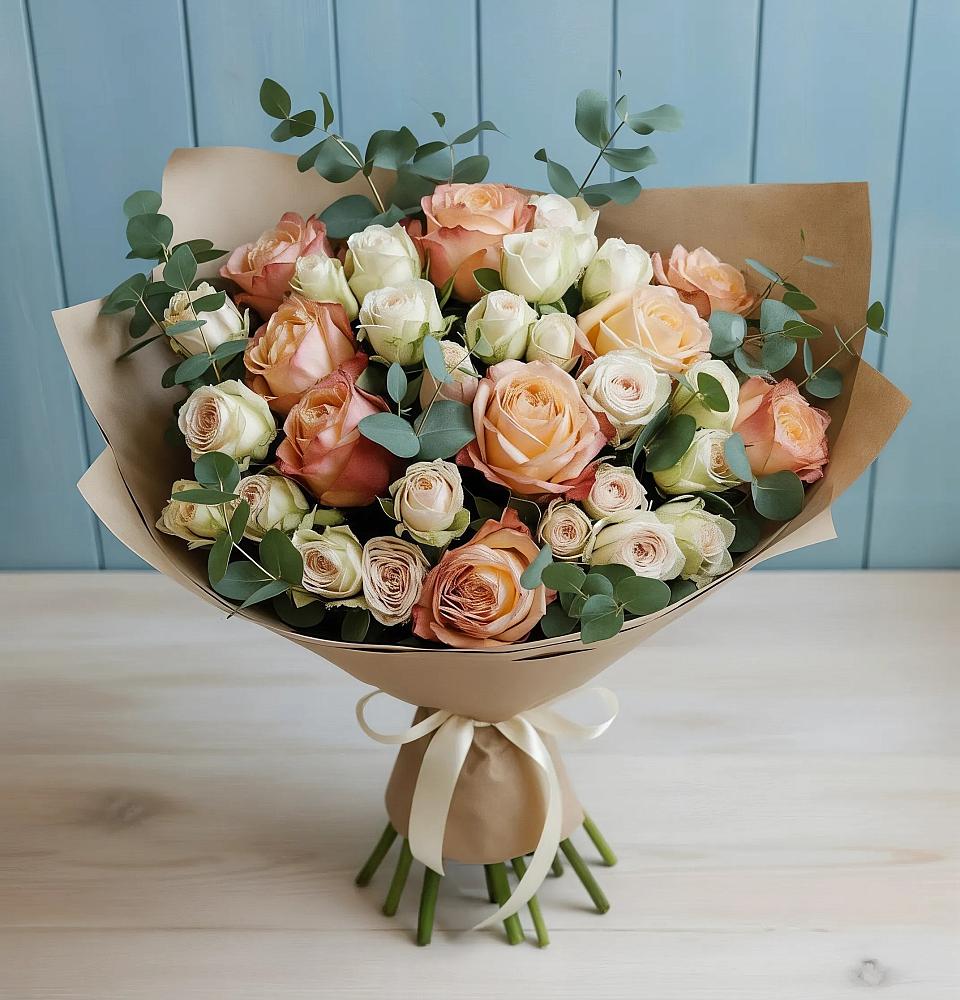 Букет цветов из: Альстромерии и Розы в Ореховке