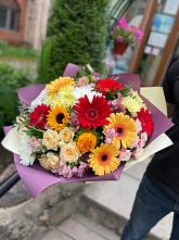 Букет цветов из:  Герберы, Ромашки, Хризантемы, Розы и Подсолнухи #REPLACE_PRED# Ореховке