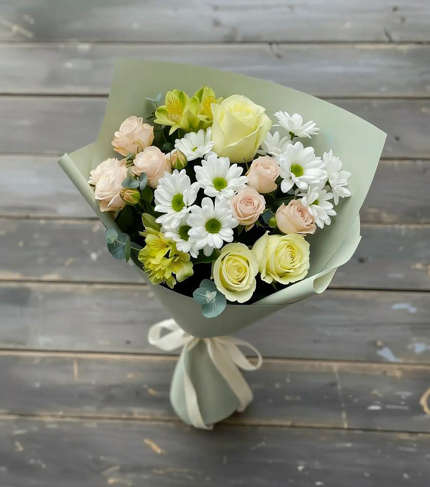 Букет цветов из: Альстромерии, Розы и Хризантемы в Ореховке