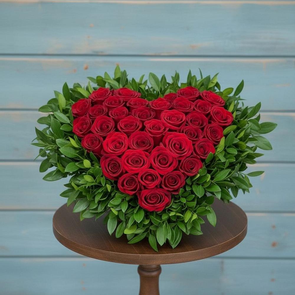 Цветочная композиция из Розы в виде сердца в Ореховке