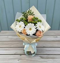 Букет цветов из:  Герберы, Розы и Хризантемы в Ореховке