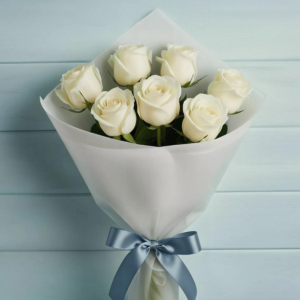 Букет 7 Белых роз Эдлесс Лав в Ореховке