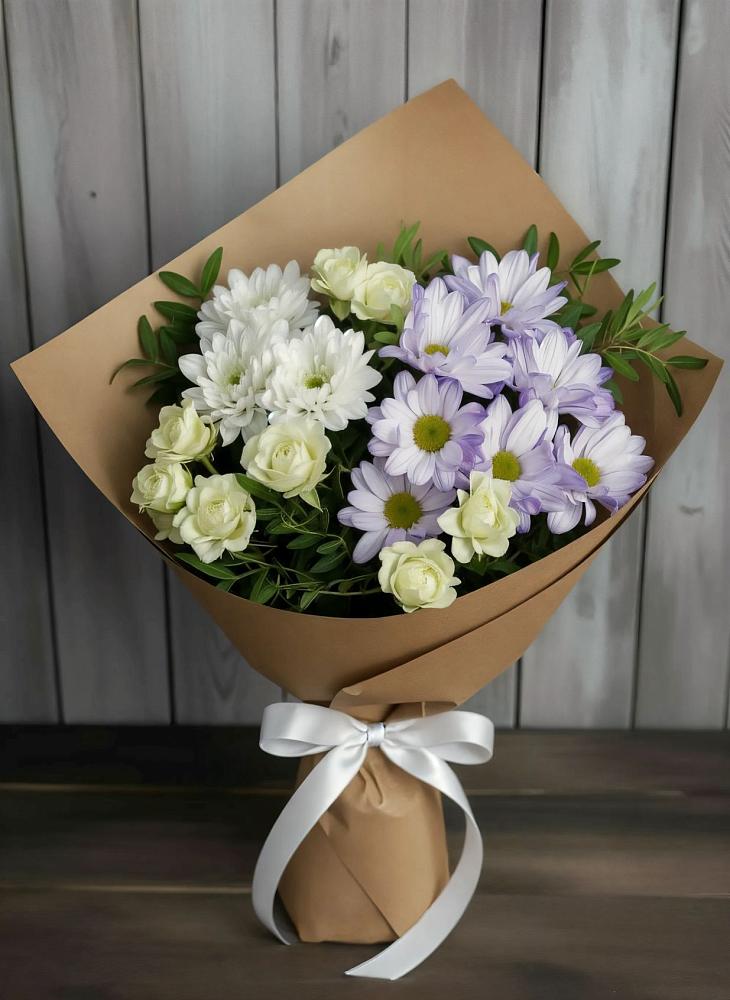 Букет цветов из: Хризантемы и Розы в Ореховке